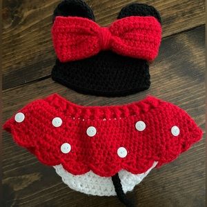 Crochet Newborn Photo-op Minnie Mouse Outfit